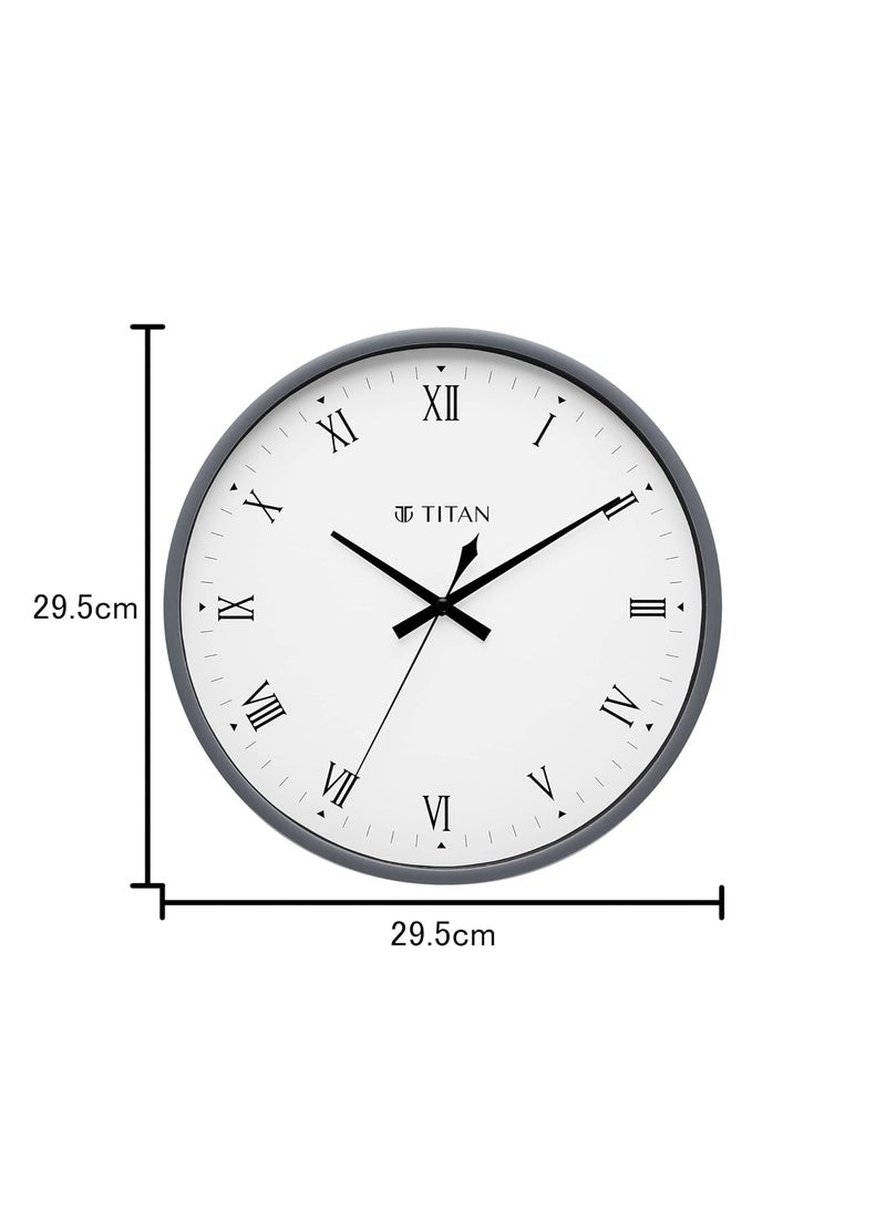 Titan Plastic Classic Grey Wall Clock with Silent Sweep Technology 295 Cm X 295 Cm Medium Analog
