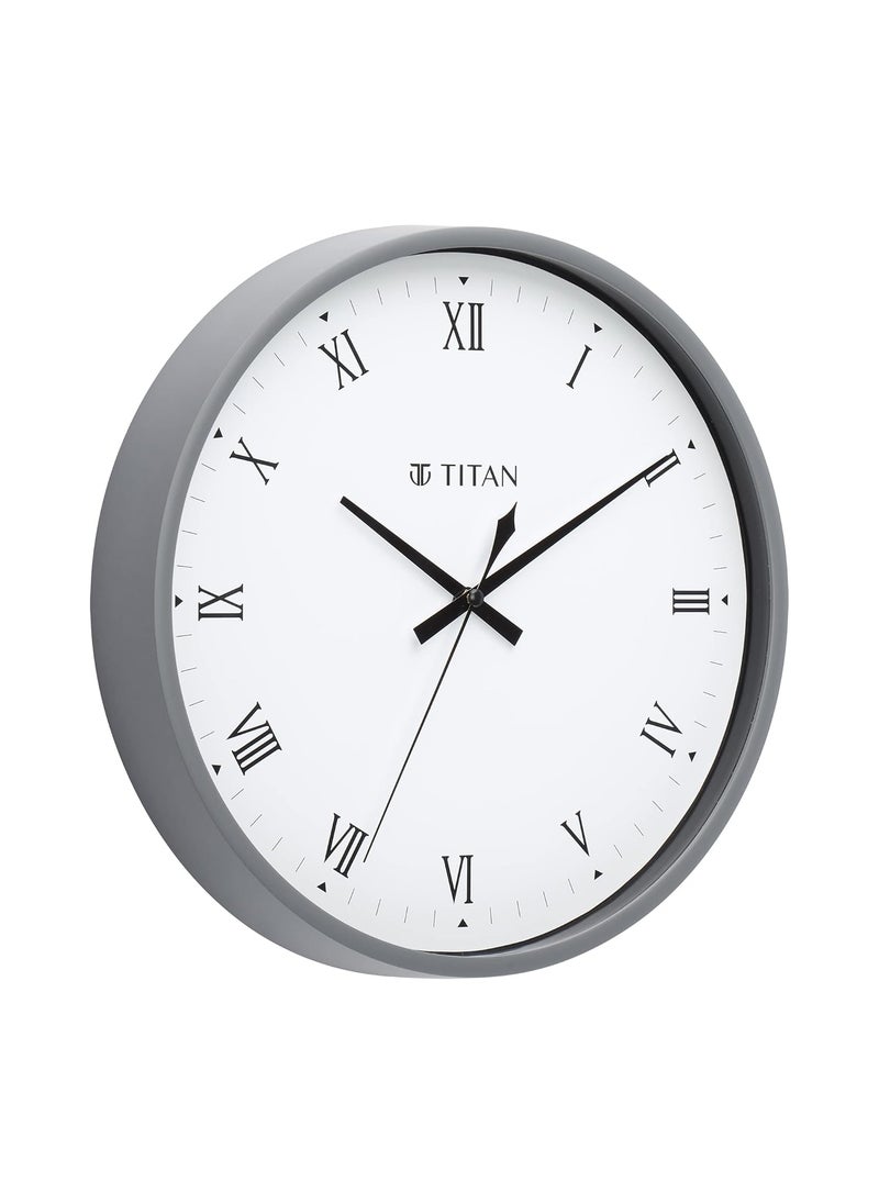 Titan Plastic Classic Grey Wall Clock with Silent Sweep Technology 295 Cm X 295 Cm Medium Analog