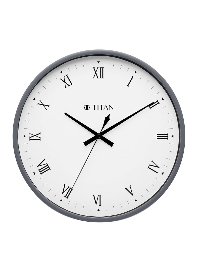 Titan Plastic Classic Grey Wall Clock with Silent Sweep Technology 295 Cm X 295 Cm Medium Analog
