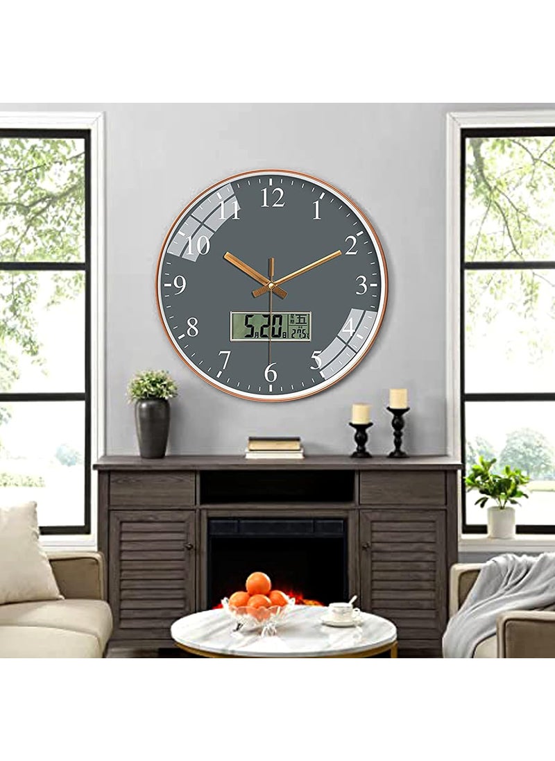 ZEPOLI Wall Clock for Home Hall Living Bedroom Kitchen Analog Stylish Silent NonTicking Watches Round Hanging Wall Mount WatchA GreyPlastic