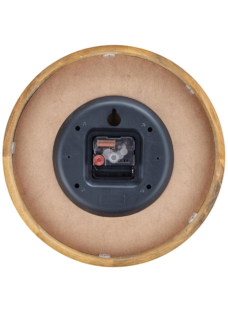 Wooden Wall Clock, 30cm Modern Non-Ticking Silent Wall Clocks Quartz Decorative Clocks, Classic Large Number Round Clock for Home Kitchen Room Office School Bedroom