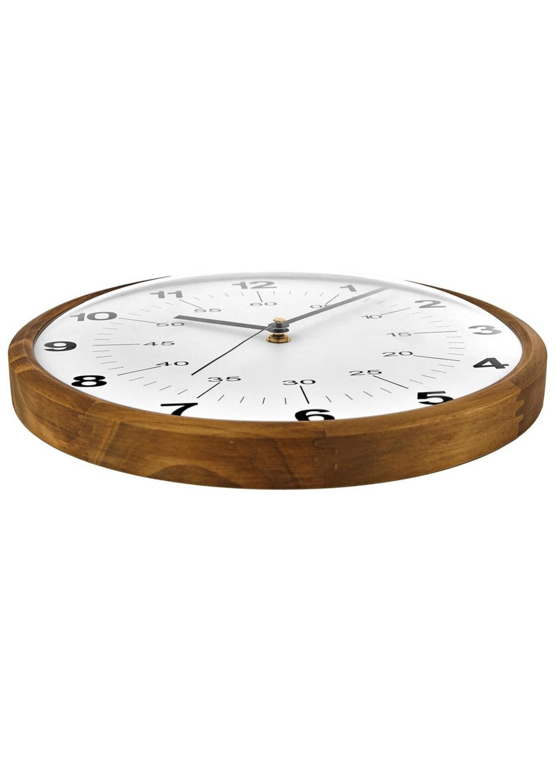 Wooden Wall Clock, 30cm Modern Non-Ticking Silent Wall Clocks Quartz Decorative Clocks, Classic Large Number Round Clock for Home Kitchen Room Office School Bedroom