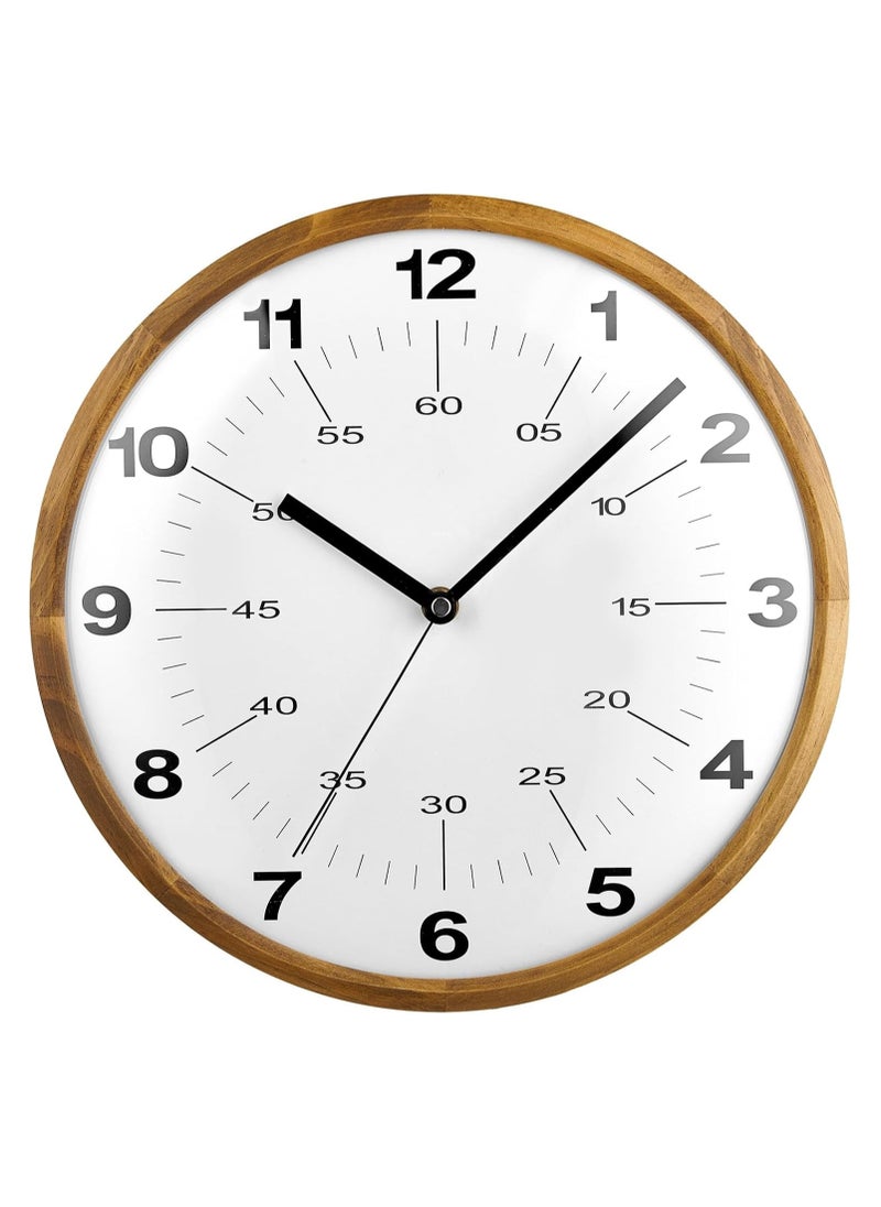 Wooden Wall Clock, 30cm Modern Non-Ticking Silent Wall Clocks Quartz Decorative Clocks, Classic Large Number Round Clock for Home Kitchen Room Office School Bedroom