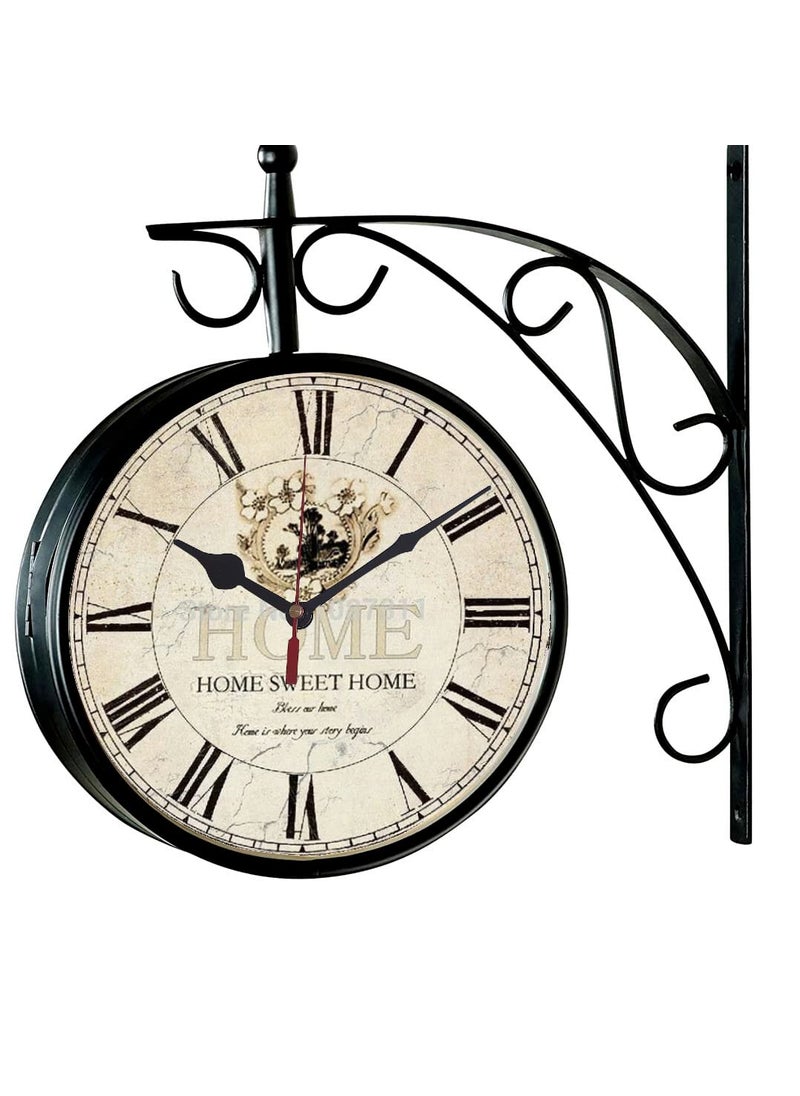 Saree House Vintage Station Double Sided Classic Clock 1 Year Warranty Style7 8 x 8 Inch