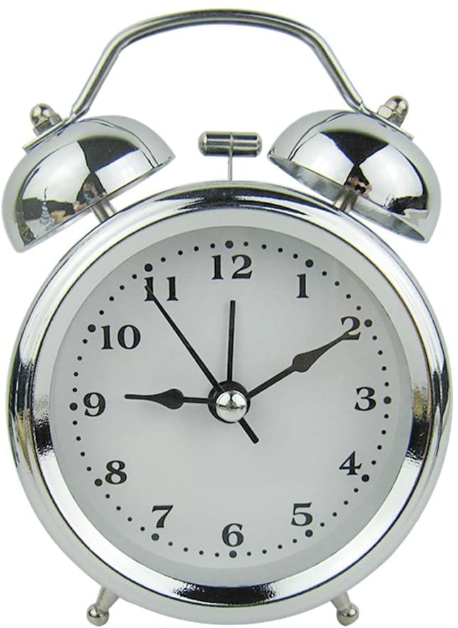 ASTOUND Retro Alarm Clock Twin Bell Silent Alarm Clock NonTicking Sweep Bedside Clock Battery Operated Travel Clock with Night Light Loud Alarm