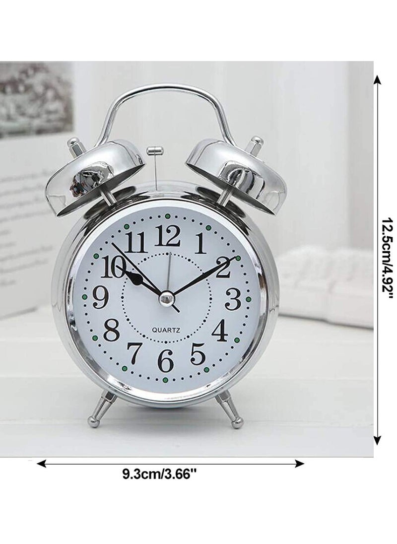 ASTOUND Retro Alarm Clock Twin Bell Silent Alarm Clock NonTicking Sweep Bedside Clock Battery Operated Travel Clock with Night Light Loud Alarm
