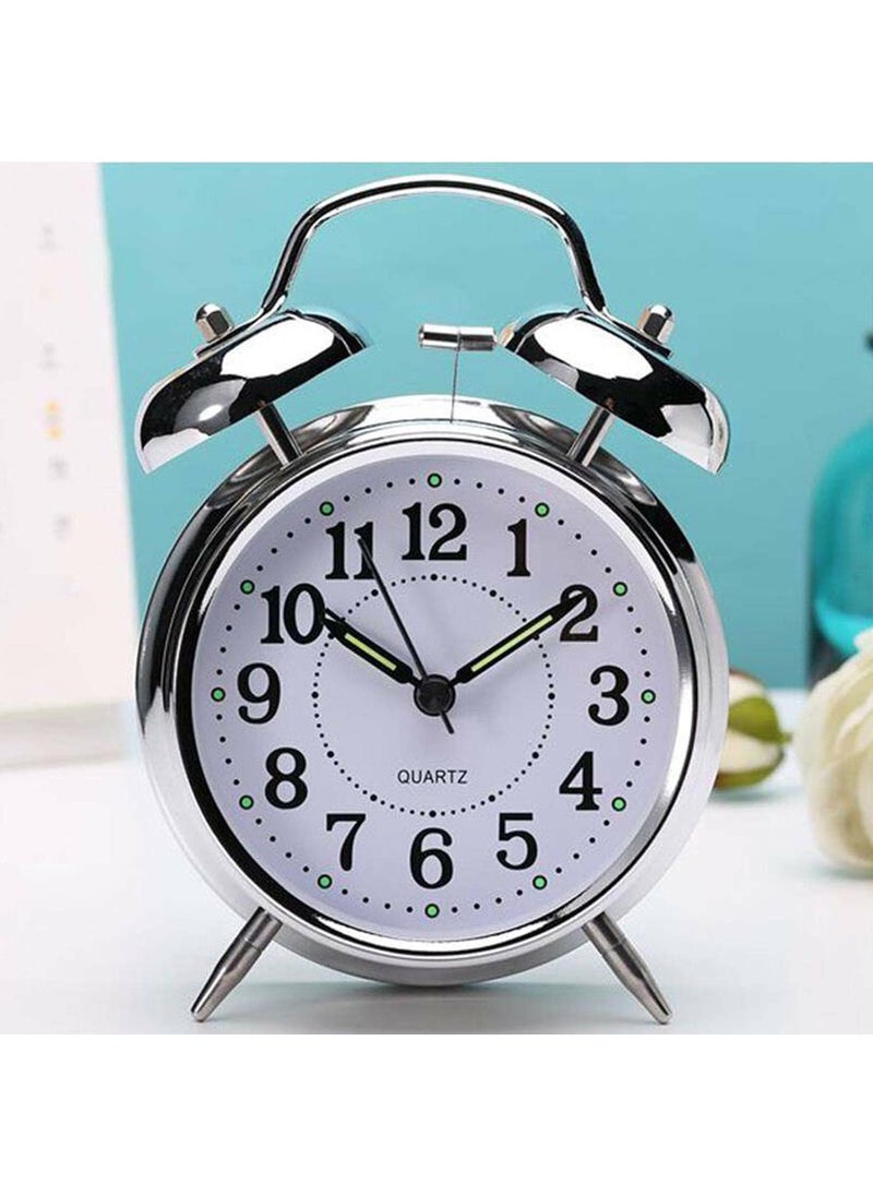 ASTOUND Twin Bell Retro Alarm Clock Loud Battery Operated Non Ticking Bedside Silent Alarm Clocks with Nightlight Luminous for Heavy Sleepers