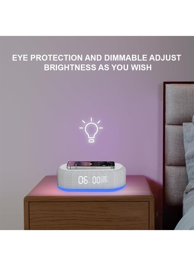 UNIGEN AUDIO UNICLOCK Alarm Clock for Bedrooms LED Desk Clock with Large Display 15W Wireless Charger Builtin Speaker Adjustable Table Lamp 1224Hour Format