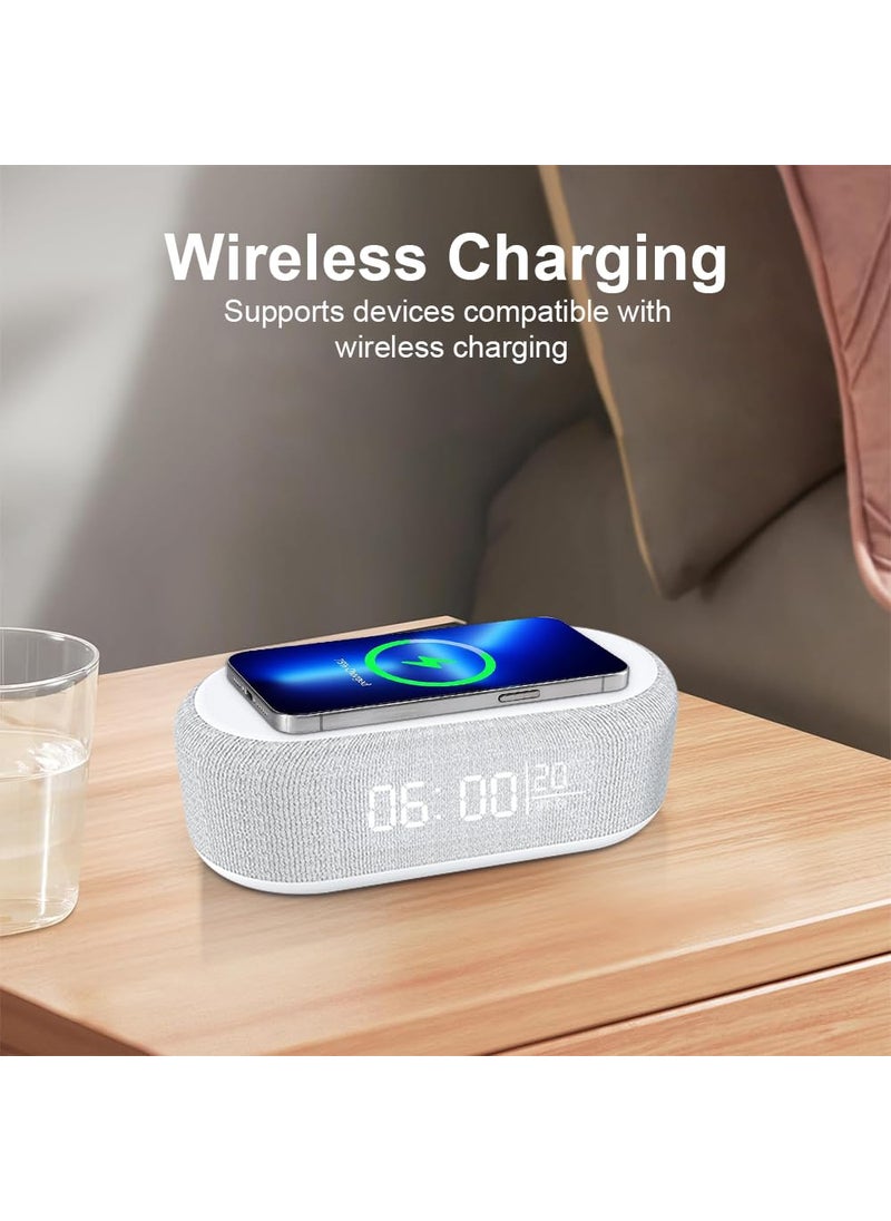 UNIGEN AUDIO UNICLOCK Alarm Clock for Bedrooms LED Desk Clock with Large Display 15W Wireless Charger Builtin Speaker Adjustable Table Lamp 1224Hour Format