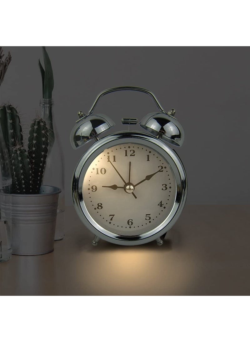 ASTOUND Traditional Classic Wind Up Double Bell Alarm Clock Chrome