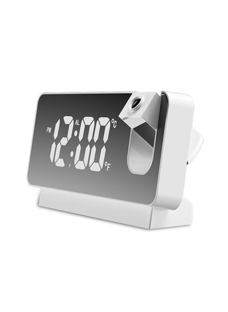 VENDERE Projector Alarm Clock LED Display Digital Projection Alarm Clock Mute Mirror USB Office Clock with 180 Projector for Bedroom Digital Alarm Clock Temperature Display