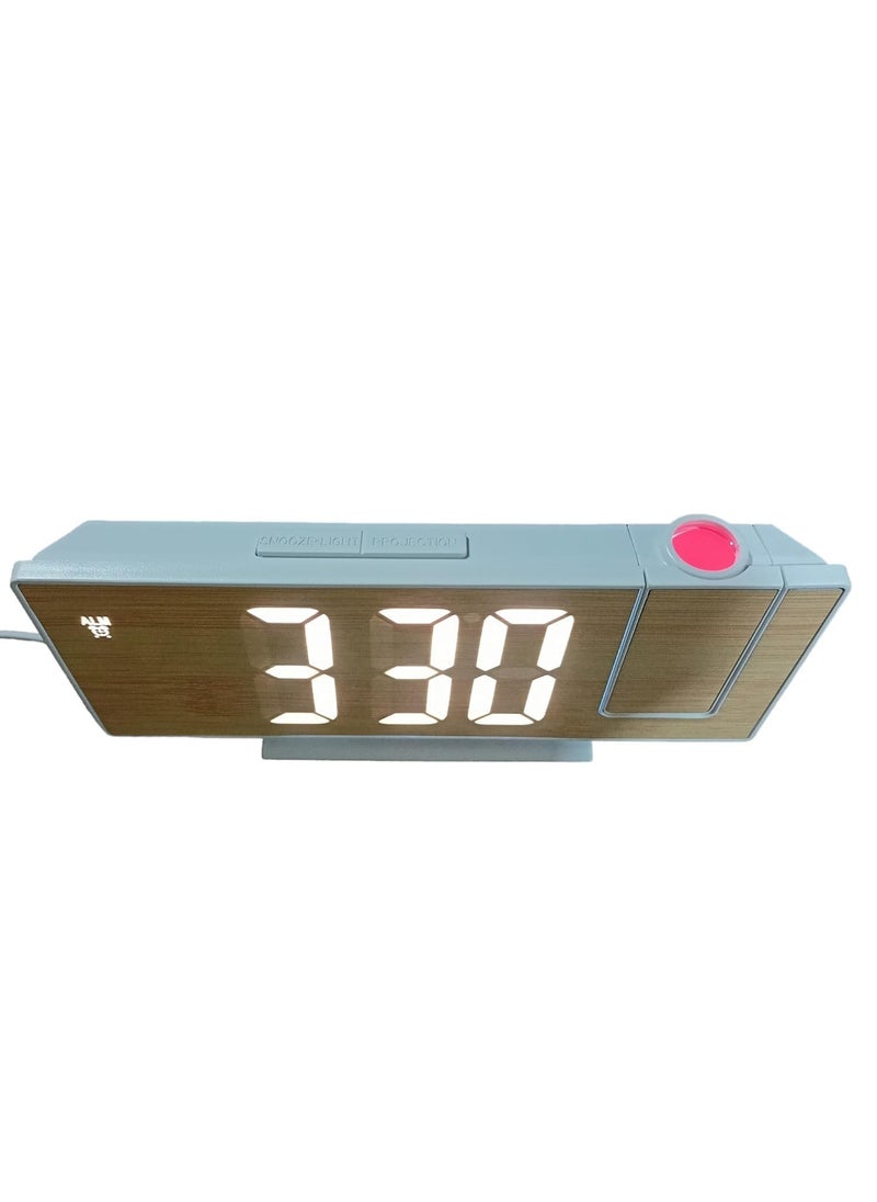 VENDERE Wooden Projector Alarm Clock LED Display Digital Projection Alarm Clock Mute Mirror USB Office Clock with 180 Projector for Bedroom Digital Alarm Clock Temperature Display