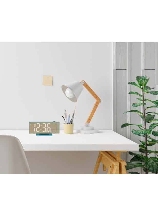 VENDERE Wooden Projector Alarm Clock LED Display Digital Projection Alarm Clock Mute Mirror USB Office Clock with 180 Projector for Bedroom Digital Alarm Clock Temperature Display