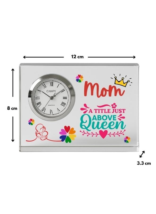 Mothers Day Crystal Glass Clock Keepsake|Elegant Display For Home&Office|Thoughtful Gift For Mothers Day|Son&Daughter Gift To Mother