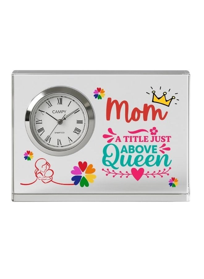 Mothers Day Crystal Glass Clock Keepsake|Elegant Display For Home&Office|Thoughtful Gift For Mothers Day|Son&Daughter Gift To Mother