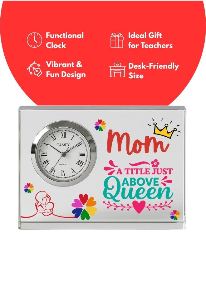 Mothers Day Crystal Glass Clock Keepsake|Elegant Display For Home&Office|Thoughtful Gift For Mothers Day|Son&Daughter Gift To Mother