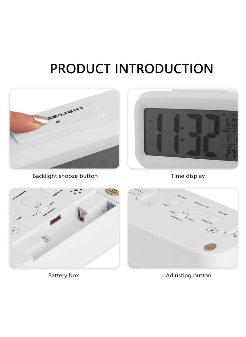Divine Traders Digital White Dial Smart Backlight Alarm Clock with Automatic Sensor Date and Temperature for Men and Women