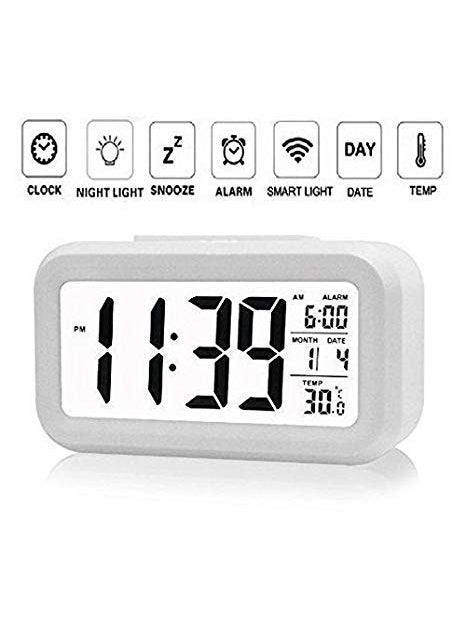 Divine Traders Digital White Dial Smart Backlight Alarm Clock with Automatic Sensor Date and Temperature for Men and Women