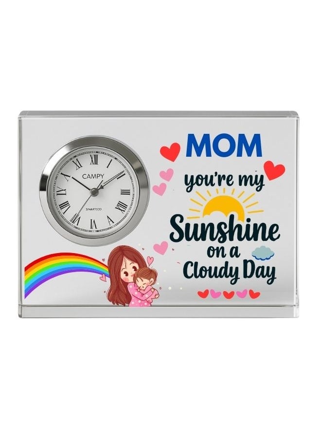 Mothers Day Crystal Glass Clock Keepsake|Elegant Display For Home&Office|Thoughtful Gift For Mothers Day|Son&Daughter Gift To Mother