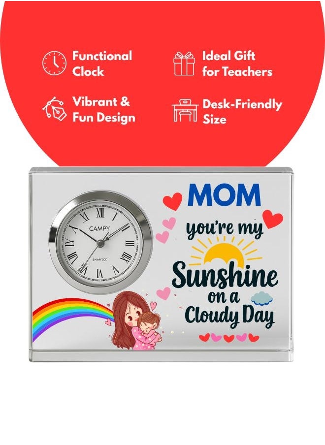 Mothers Day Crystal Glass Clock Keepsake|Elegant Display For Home&Office|Thoughtful Gift For Mothers Day|Son&Daughter Gift To Mother