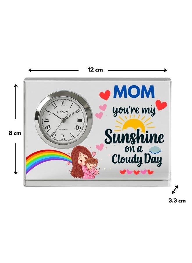 Mothers Day Crystal Glass Clock Keepsake|Elegant Display For Home&Office|Thoughtful Gift For Mothers Day|Son&Daughter Gift To Mother