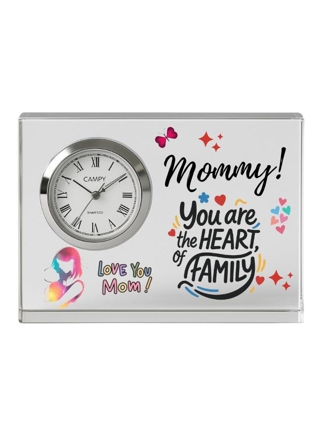 Mothers Day Crystal Glass Clock Keepsake|Elegant Display For Home&Office|Thoughtful Gift For Mothers Day|Son&Daughter Gift To Mother