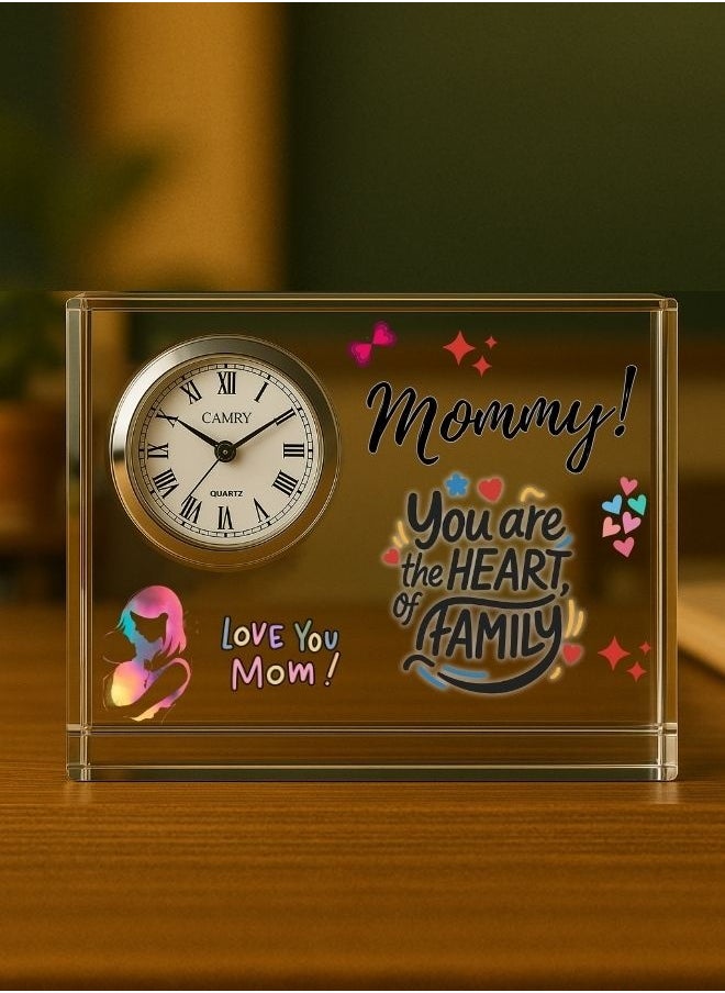 Mothers Day Crystal Glass Clock Keepsake|Elegant Display For Home&Office|Thoughtful Gift For Mothers Day|Son&Daughter Gift To Mother