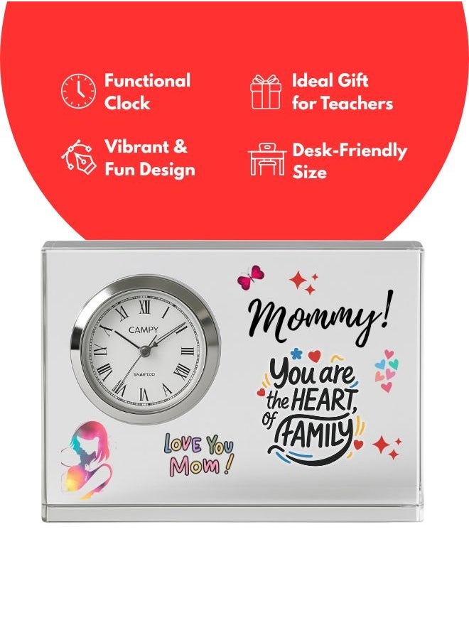 Mothers Day Crystal Glass Clock Keepsake|Elegant Display For Home&Office|Thoughtful Gift For Mothers Day|Son&Daughter Gift To Mother