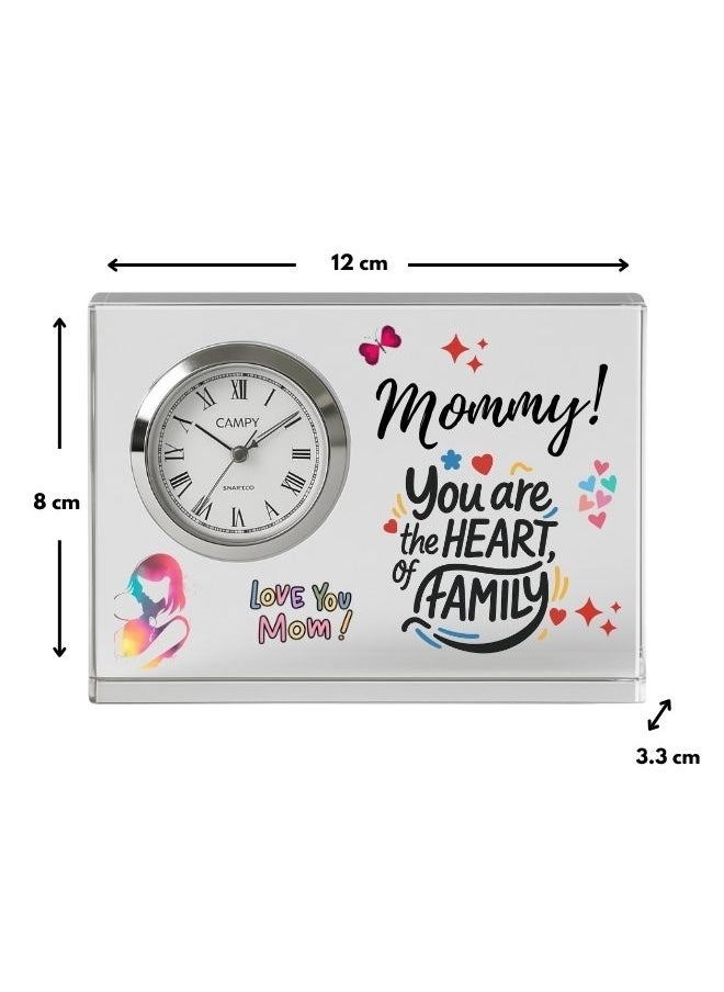 Mothers Day Crystal Glass Clock Keepsake|Elegant Display For Home&Office|Thoughtful Gift For Mothers Day|Son&Daughter Gift To Mother