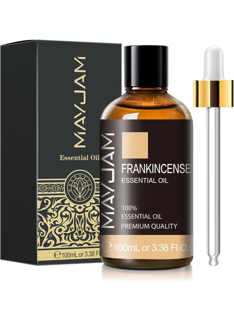 Frankincense Essential Oil 100ml, MAYJAM Premium Essential Oils for Aromatherapy, Diffuser, Soap Making, Candle Making, Large Bottle Frankincense Oil with Gift Box(3.38fl.oz)