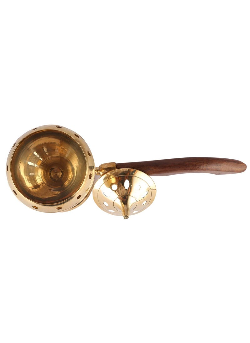 Dalvkot Brass Sambrani Stand Loban Dhoop Burner with Wooden Holder