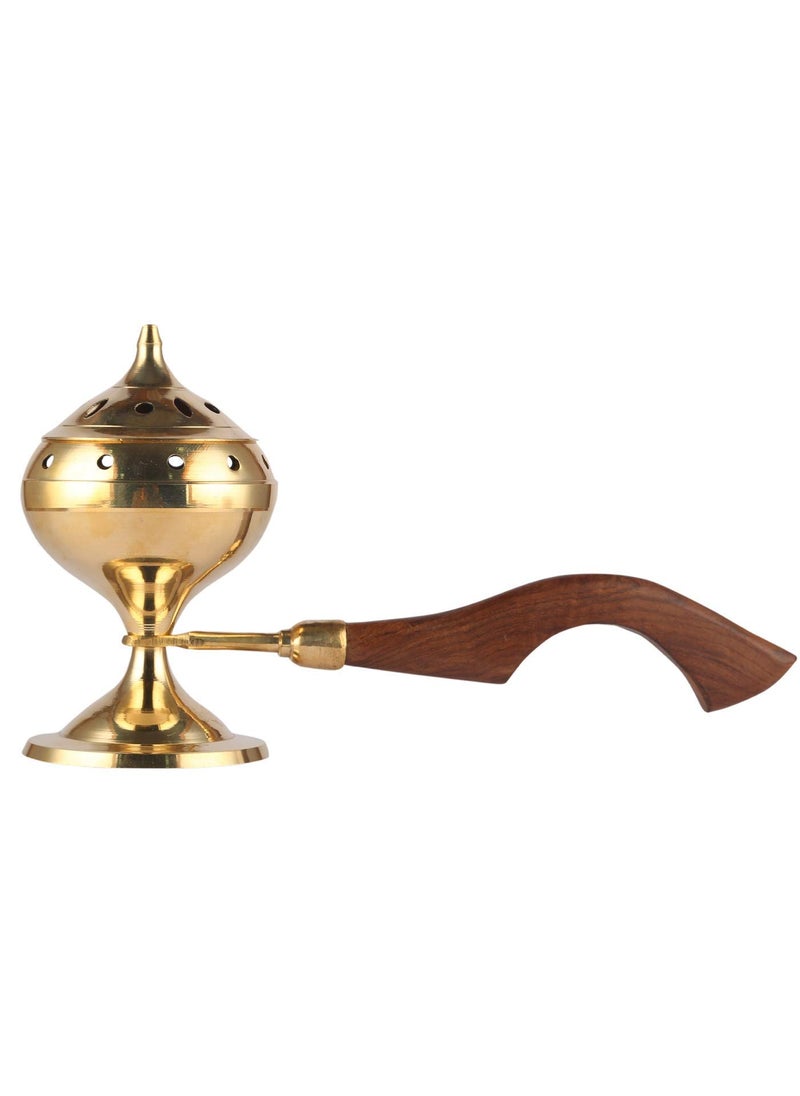 Dalvkot Brass Sambrani Stand Loban Dhoop Burner with Wooden Holder
