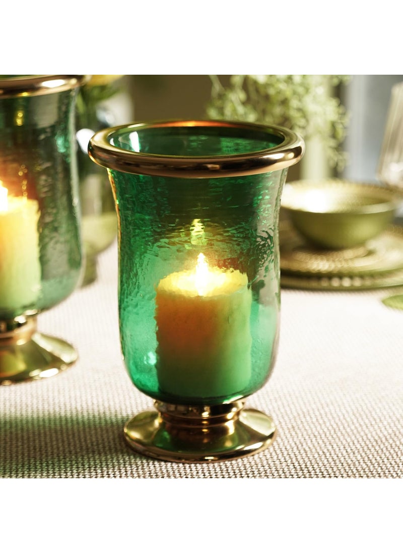 Pure Home Living Green Textured Hurricane with Stand Small