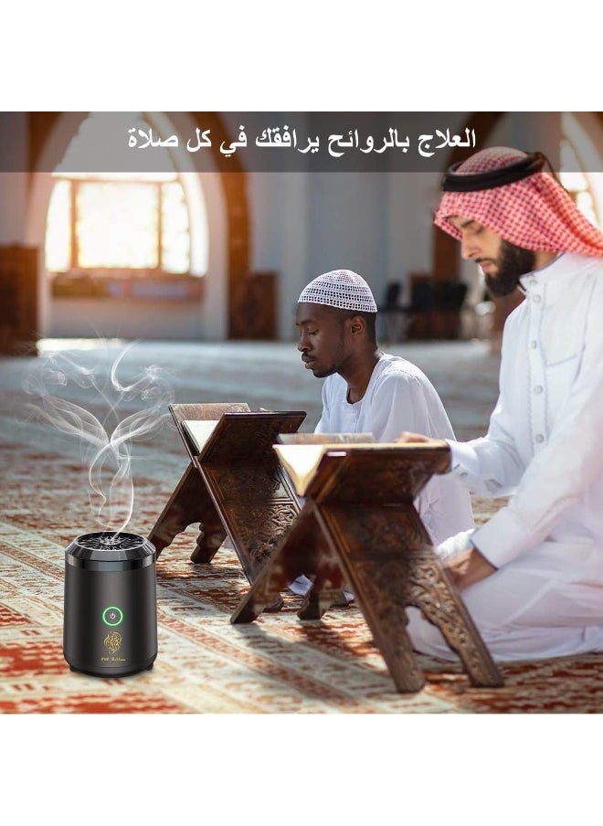 Electric Incense Burner – Portable USB Rechargeable Bakhoor Burner, Aroma Diffuser for Car, Home & Office – Elegant Muslim Incense Holder for Arabic Scented Bakhoor & Oud