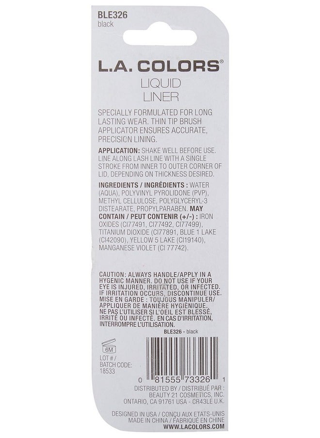 L.A. COLORS Thin Tip Liquid Liner, Black CBLE326