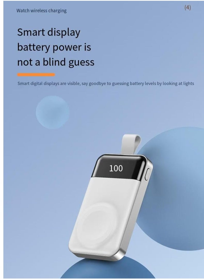 Portable charging watch charger suitable for 2000mAh wireless charging of watches (silver)