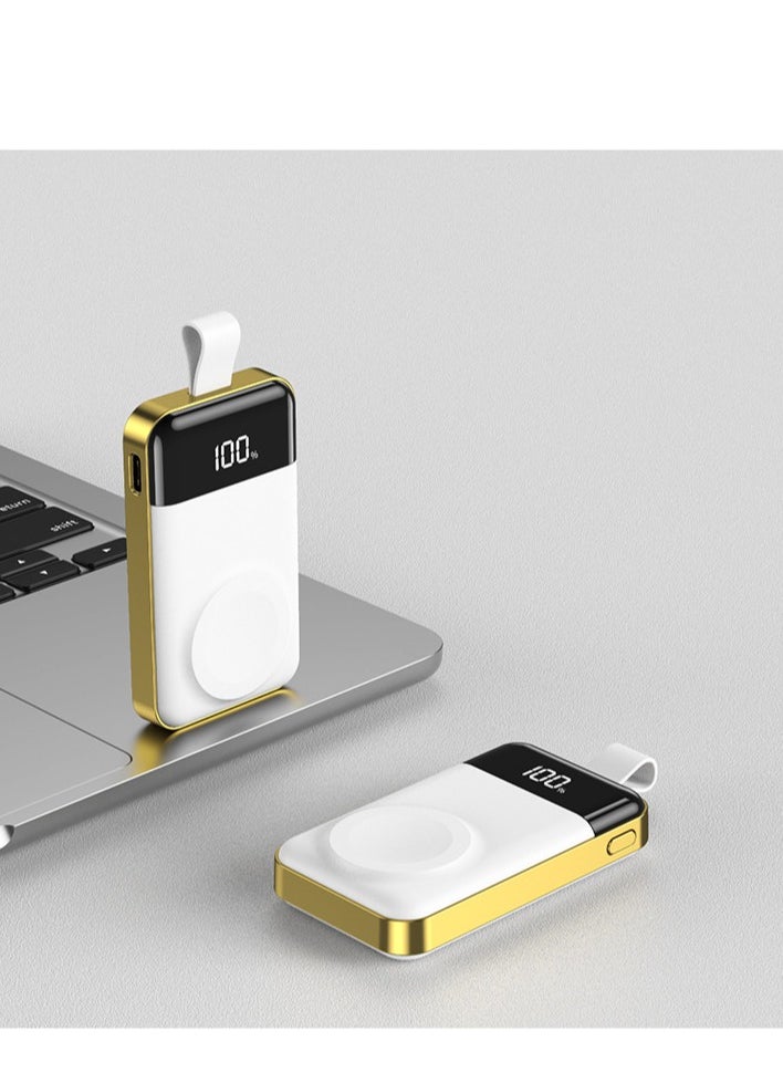 Portable charging watch charger suitable for 2000mAh wireless charging of watches (white+yellow)