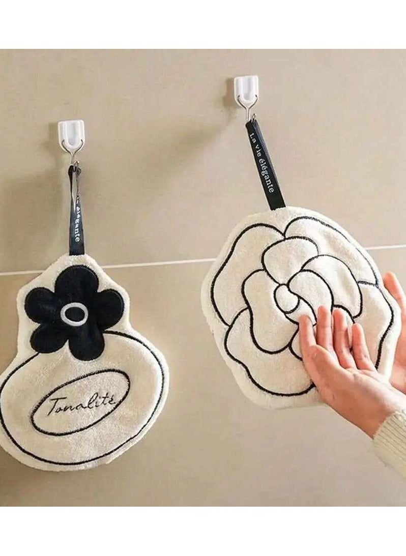 3pc Hanging Hand Towel,Double Layer Absorb Water Quick Drying Toilet Handkerchief,Household Hand Towel,Kitchen And Bathroom Cleaning Cloth