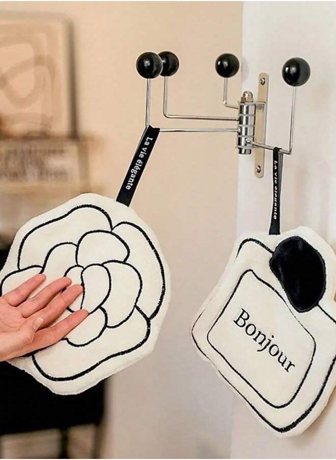 3pc Hanging Hand Towel,Double Layer Absorb Water Quick Drying Toilet Handkerchief,Household Hand Towel,Kitchen And Bathroom Cleaning Cloth