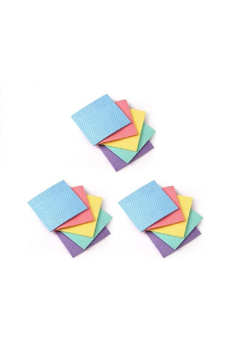 ShopiMoz MultiPurpose Easy to use Kitchen Cleaning Sponge Wipe 15 Pieces for Home Kitchen Napkin Multicolor