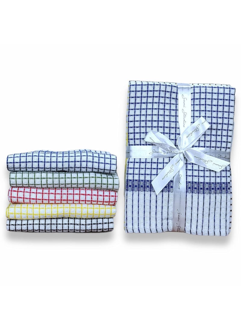 SAMI STUDIOS Kitchen Dish Towels Made with EcoFriendly Cotton Highly Absorbent for Cleaning Quick Drying of Plates Glasses XLarge 40 x 60 CM Elegant Waffle Checks Set of 10 Pieces