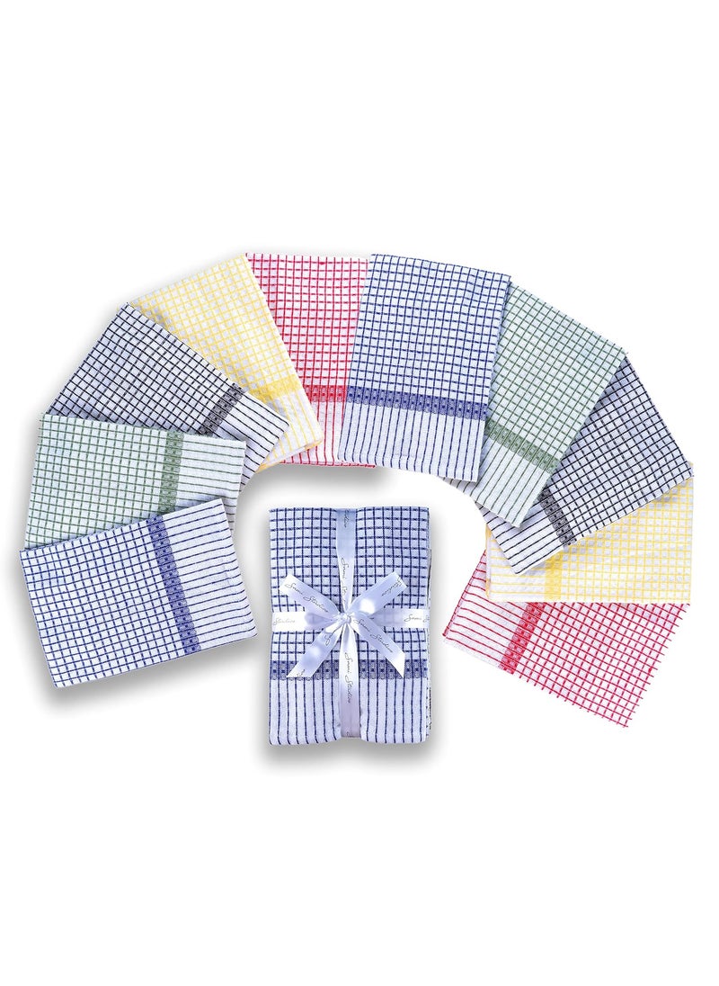 SAMI STUDIOS Kitchen Dish Towels Made with EcoFriendly Cotton Highly Absorbent for Cleaning Quick Drying of Plates Glasses XLarge 40 x 60 CM Elegant Waffle Checks Set of 10 Pieces