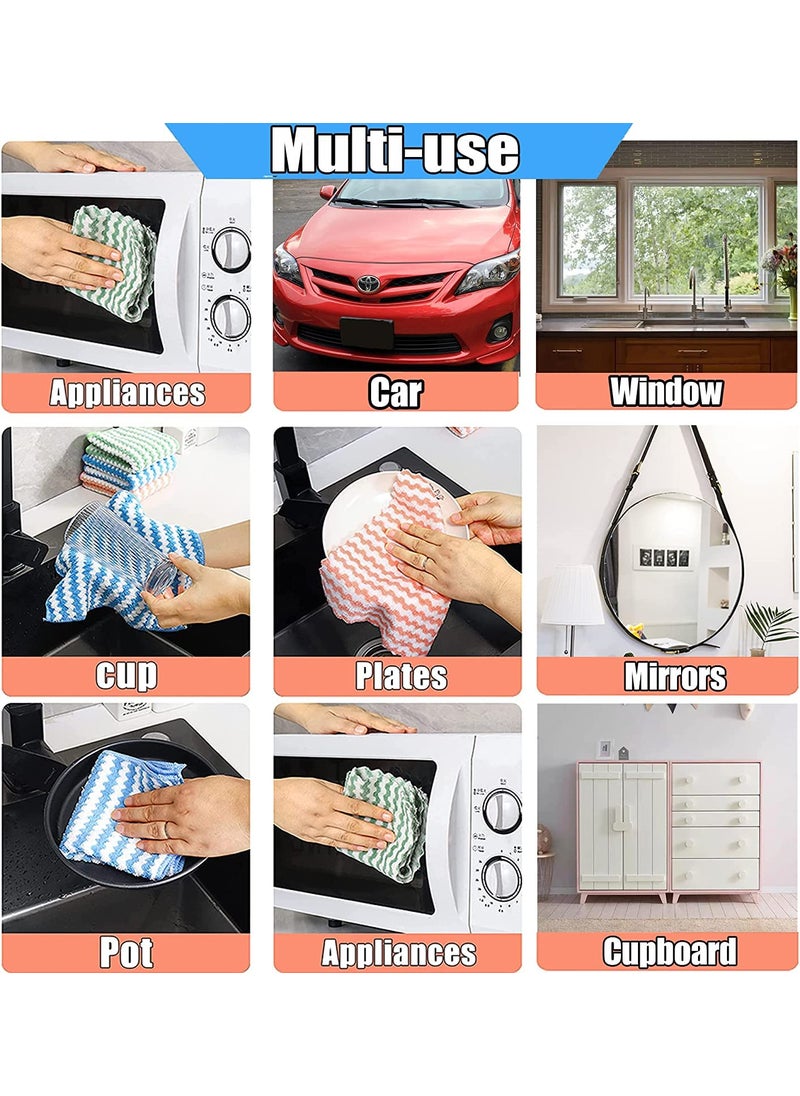 EZYHOME Kitchen Dish Microfibre Towels 100 Cotton Kitchen Towels and Dishcloths Set 8Pack Dish Cloths for Washing Dishes Dish Rags for Drying Dishes Kitchen Wash Clothes Cleaning Towel