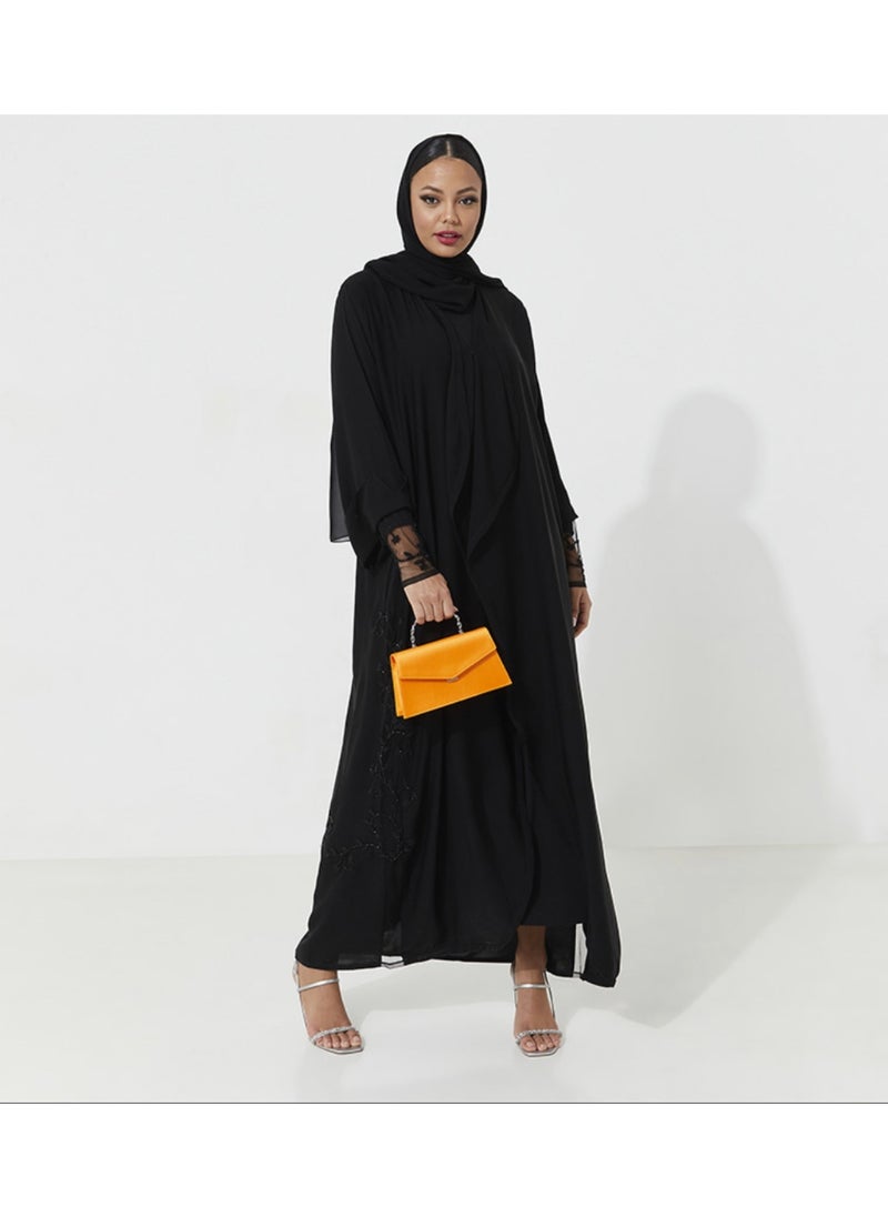 Black Abaya with Embroidary design
