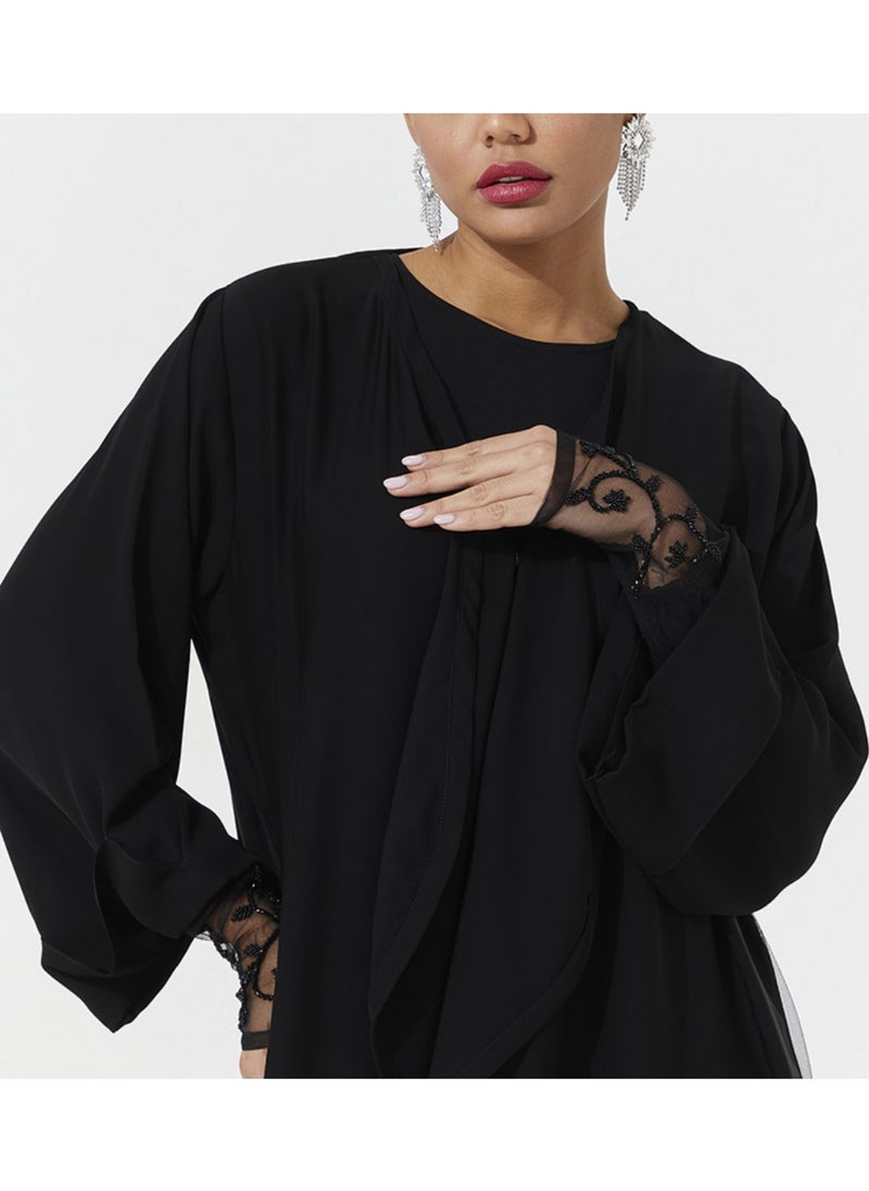 Black Abaya with Embroidary design