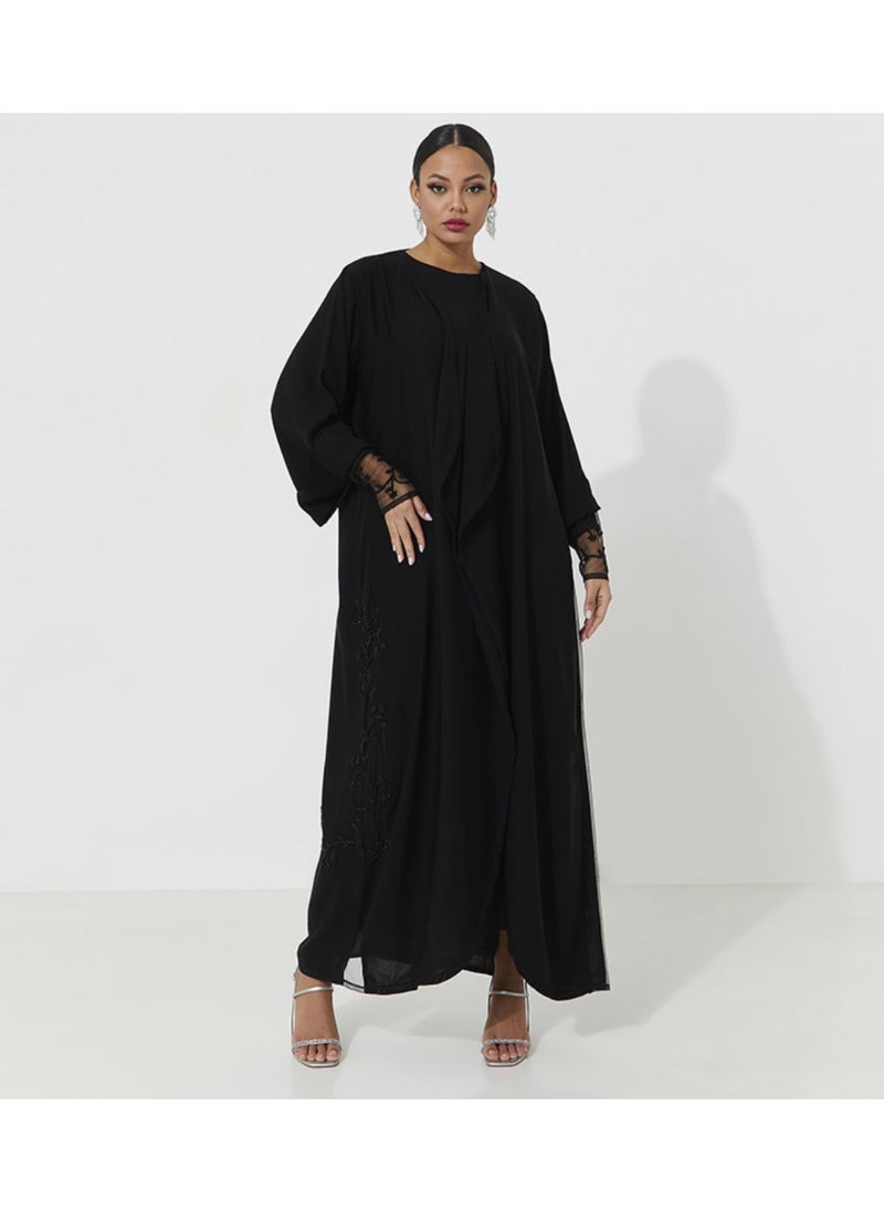 Black Abaya with Embroidary design