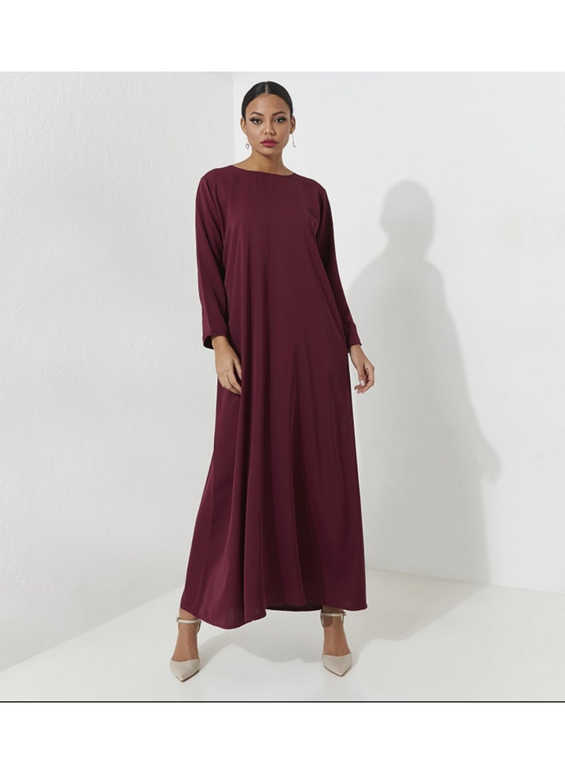 Abaya Set with silver hand Embroidery With red dress inside