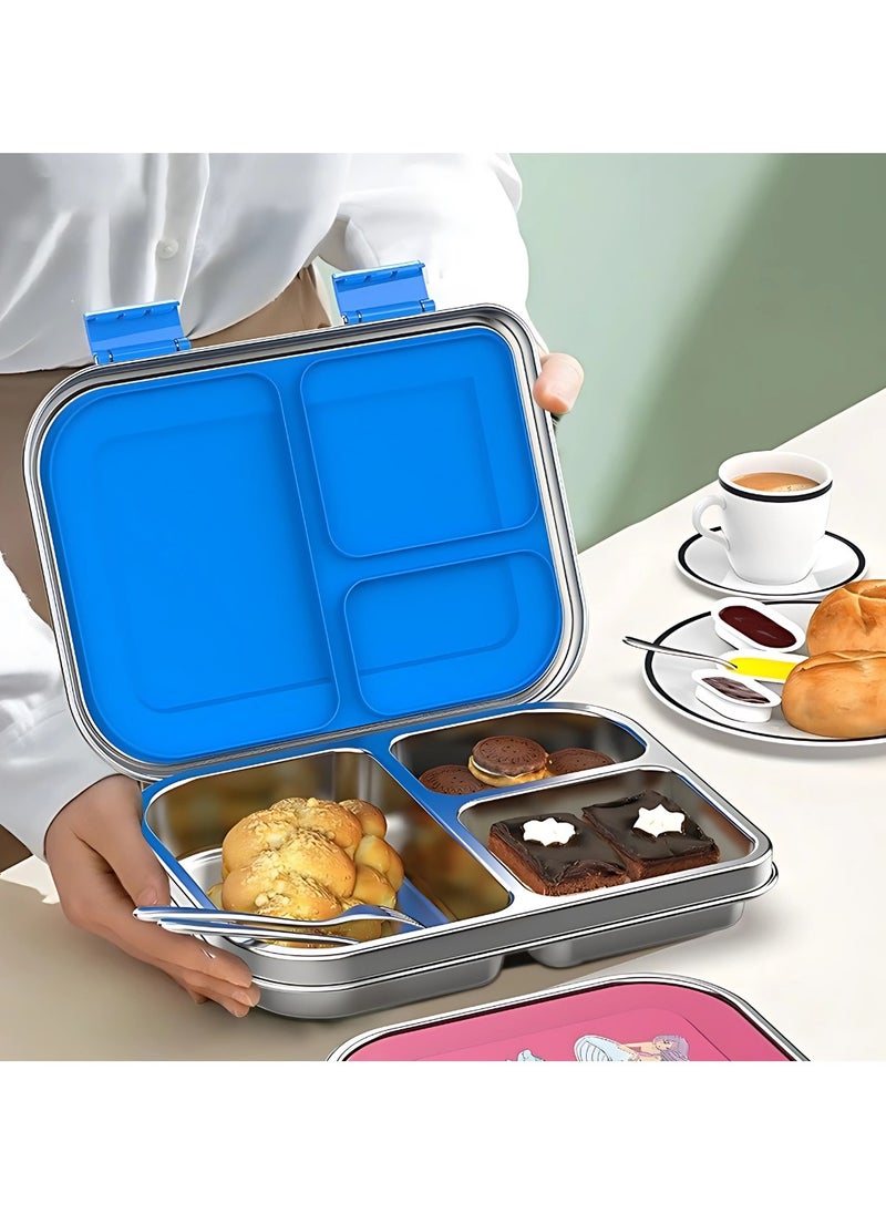Stainless Steel Bento Lunch box for kids & Adults, Insulated Stainless Steel Lunch box 3 Compartments for hot & cold meals, BPA-free, Leak-Proof