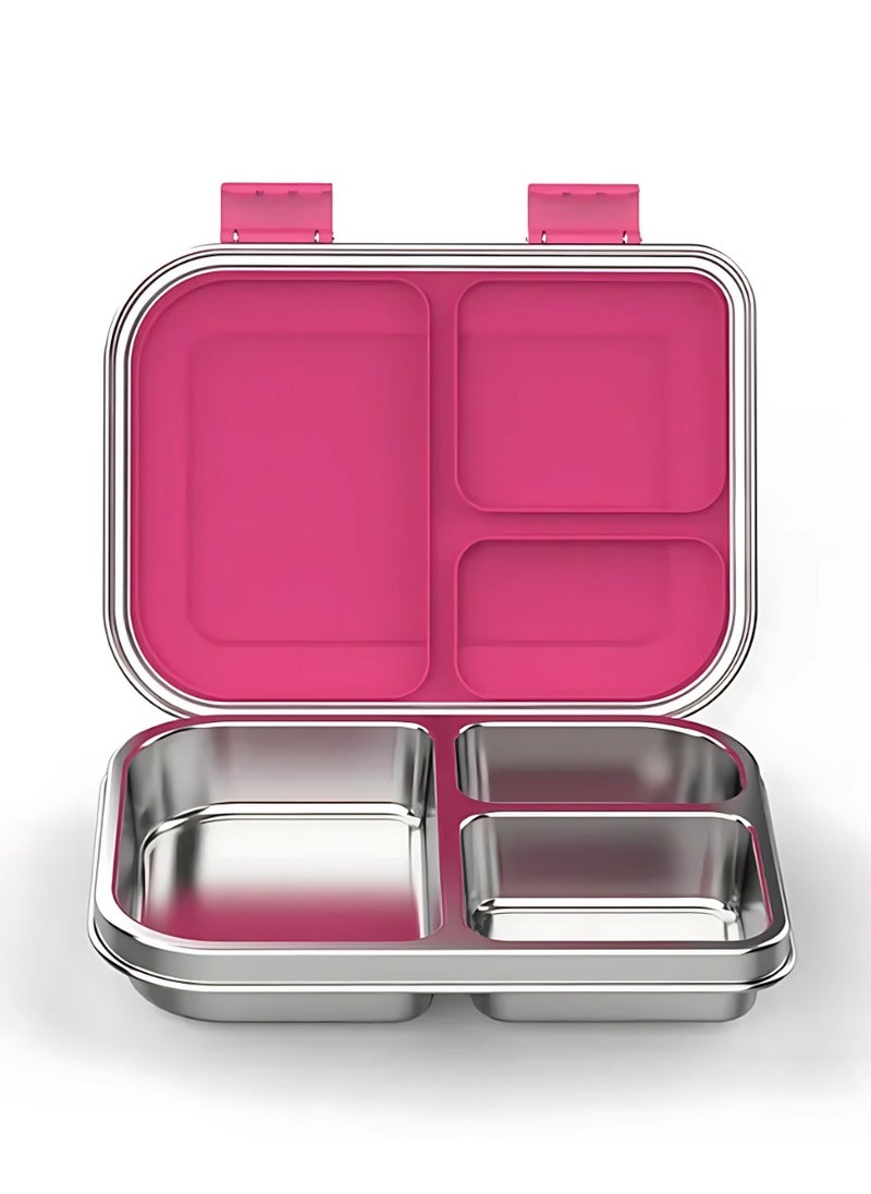Stainless Steel Bento Lunch box for kids & Adults, Insulated Stainless Steel Lunch box 3 Compartments for hot & cold meals, BPA-free, Leak-Proof