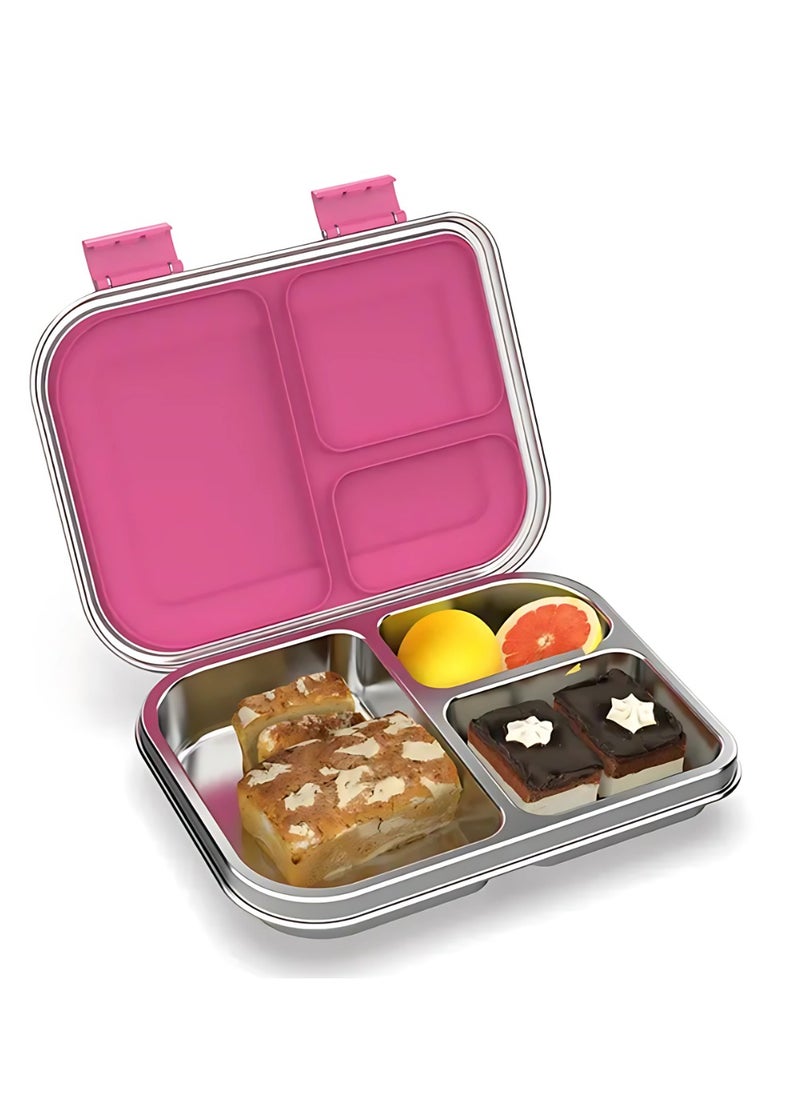 Stainless Steel Bento Lunch box for kids & Adults, Insulated Stainless Steel Lunch box 3 Compartments for hot & cold meals, BPA-free, Leak-Proof